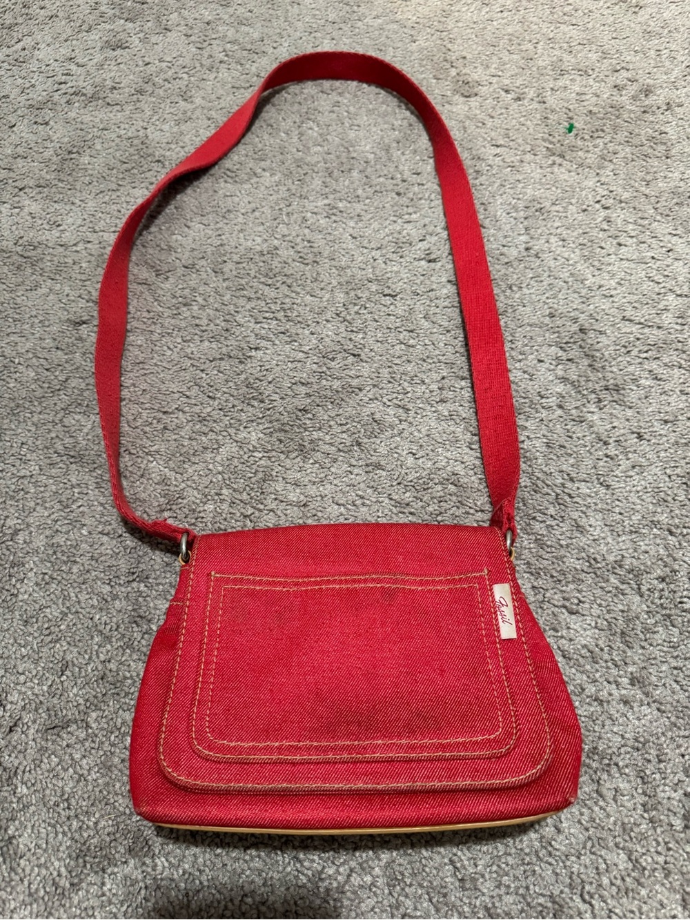 Fossil Red Canvas Crossbody Bag